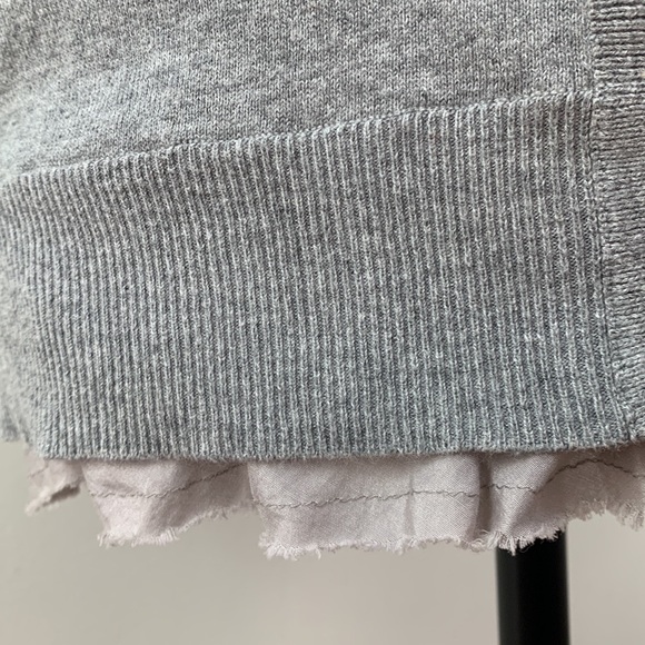 GAP Light Gray Cardigan Sweater with Frayed Ruffle Hemline Detail - Picture 7 of 9